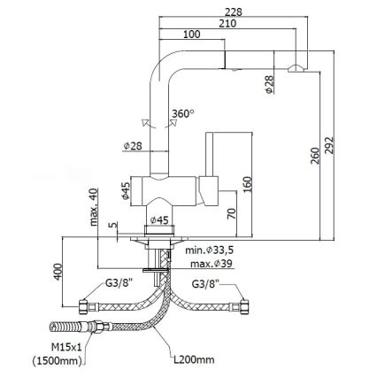 Paffoni - Кухонный смеситель с выдвижной лейкой LIGHT 29,2 см, полированный хром