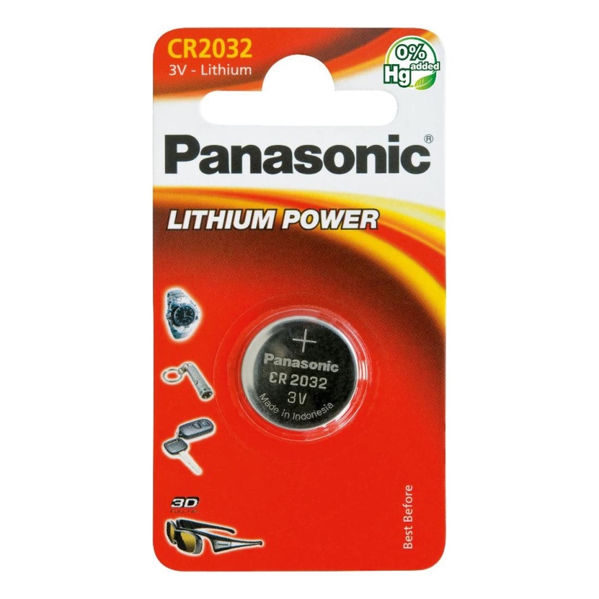 Panasonic - 1 шт. Літієва кнопкова батарейка CR2032 3V 220 mAh