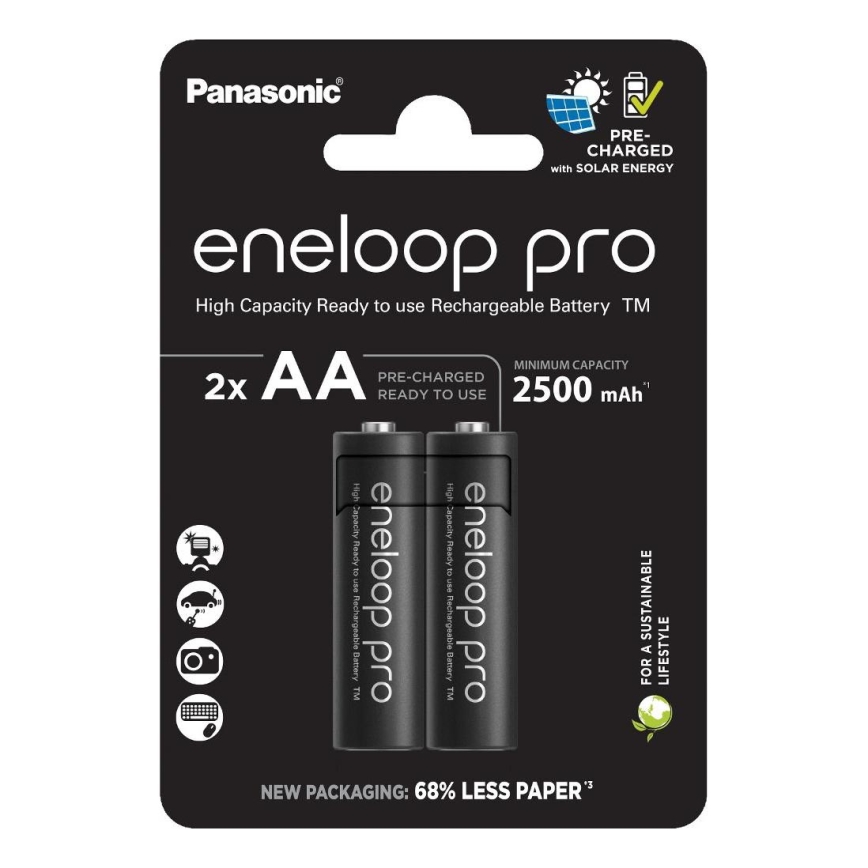 Panasonic - 2 шт. Акумуляторна батарея AA Eneloop Pro 2500 mAh