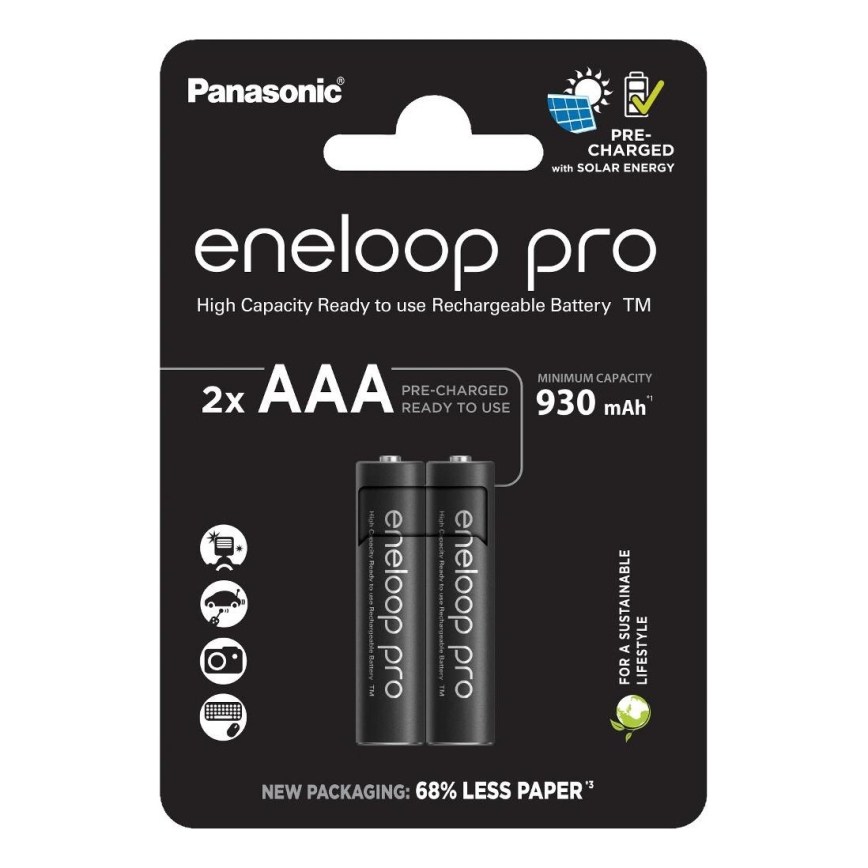 Panasonic - 2 шт. Акумуляторна батарея AAA Eneloop Pro 930 mAh