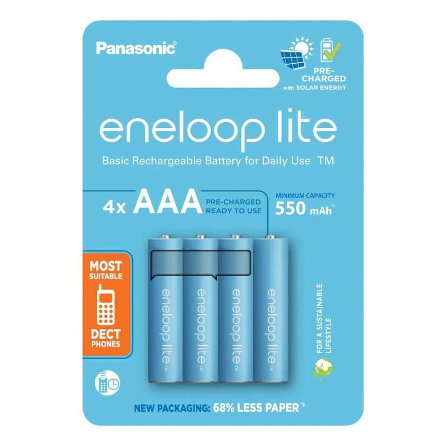 Panasonic - 4 шт. Акумуляторна батарея AAA Eneloop Lite 550 mAh