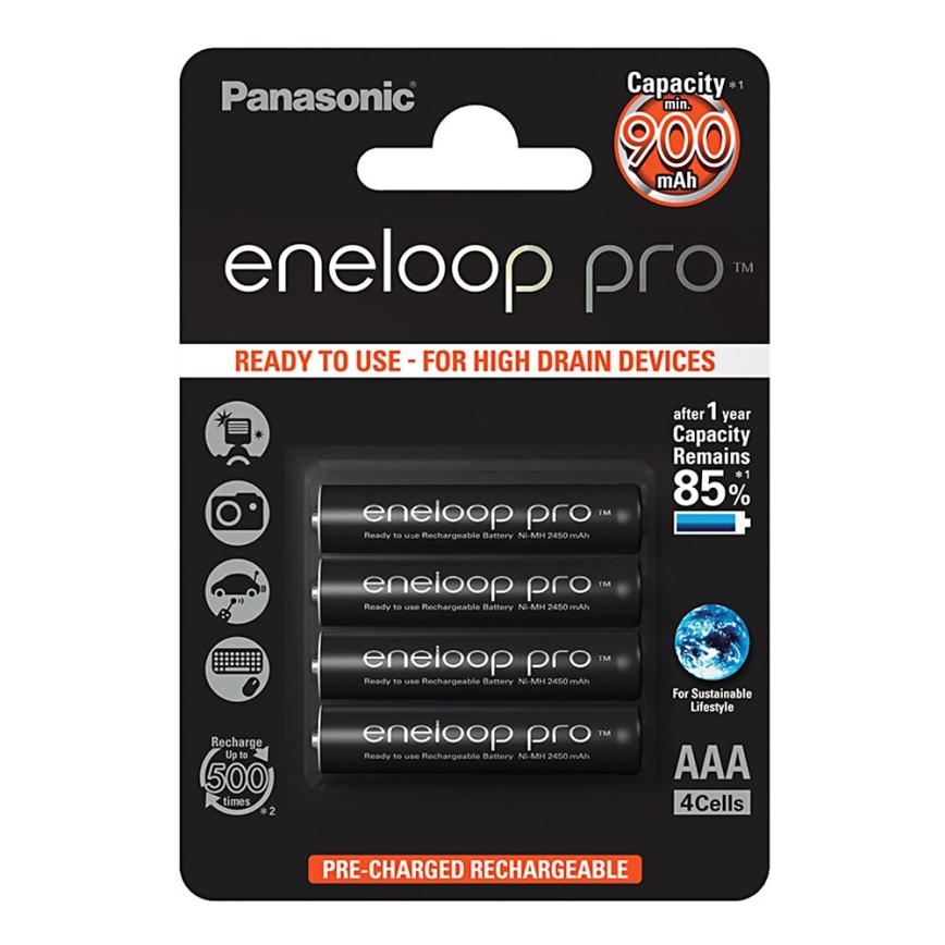 Panasonic Eneloop Pro BK-4HCDE/4BP - 4 шт. Акумулятор AAA Eneloop Pro NiMH/1