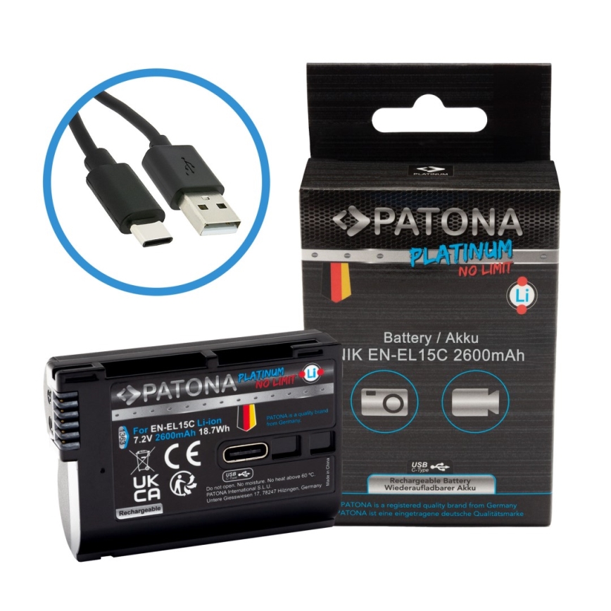 PATONA - Акумулятор Nikon EN-EL15C 2600mAh Li-Ion Platinum USB-C