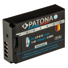 PATONA - Акумулятор Canon LP-E12 750mAh Li-Ion Platinum USB-C зарядка