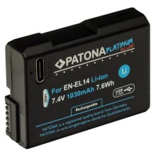 PATONA - Акумулятор Nikon EN-EL14/EN-EL14A 1030mAh Li-Ion Platinum USB-C зарядка