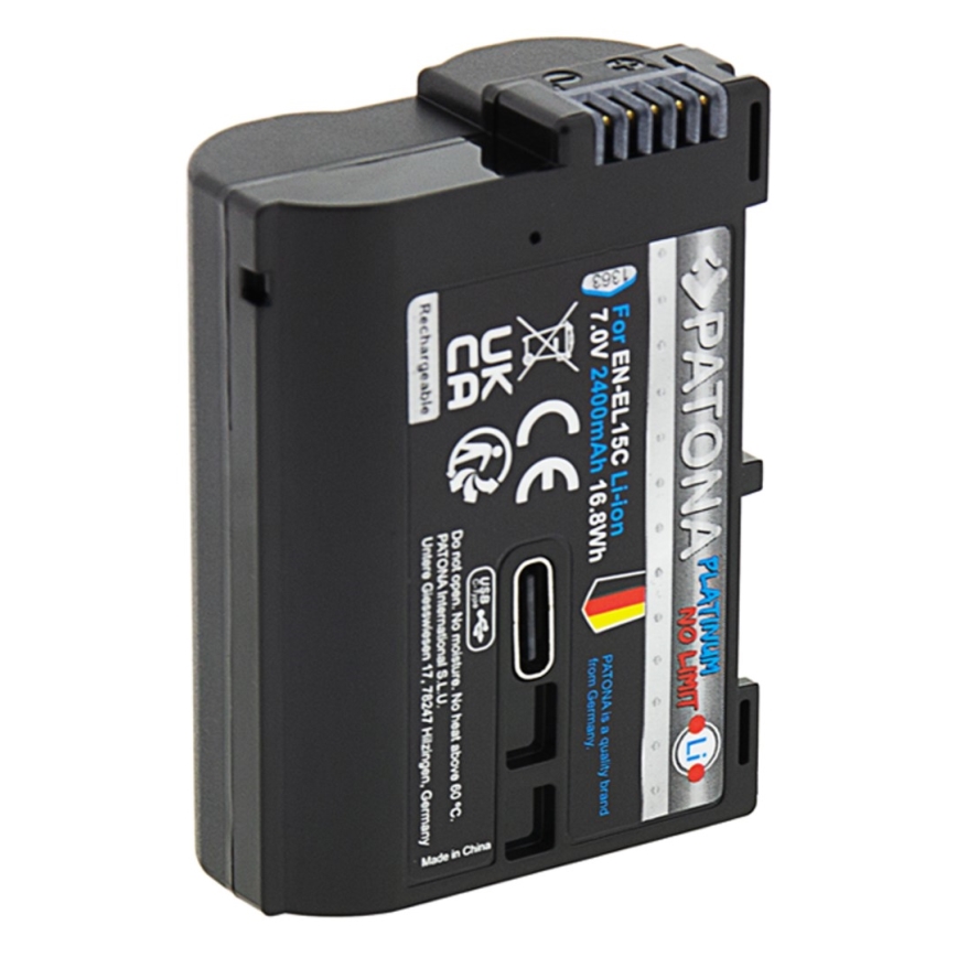 PATONA - Аккумулятор Nikon EN-EL15C, 2600 мА·ч, литий-ионный, серия Platinum, USB-C