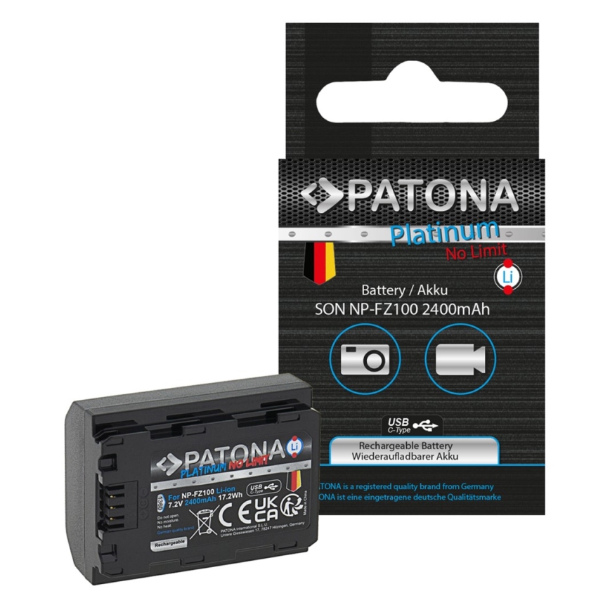 PATONA - Аккумулятор Sony NP-FZ100 2400mAh Li-Ion Platinum USB-C