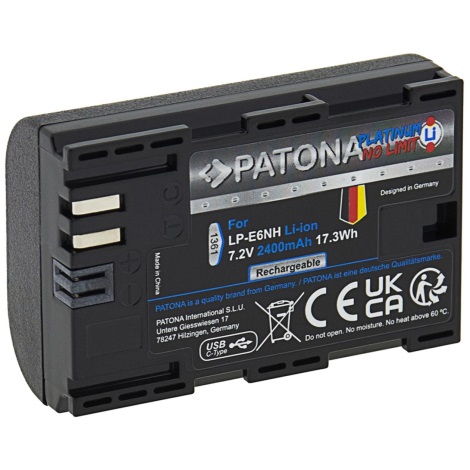 PATONA - Аккумулятор Canon LP-E6NH 2400mAh Li-Ion Platinum USB-C
