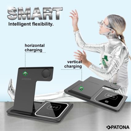 PATONA - Беспроводное зарядное устройство 3в1 для iPhone черный