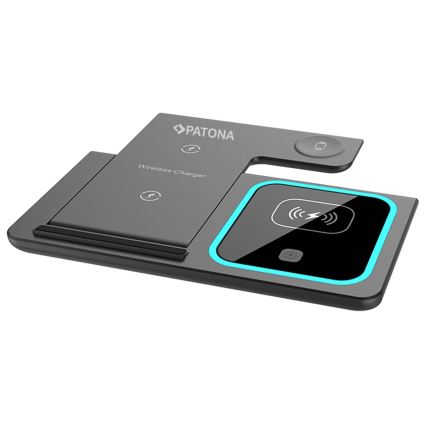 PATONA - Бездротовй зарядний пристрій 3v1 діаметр iPhone чорний