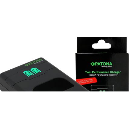 PATONA - Быстрое зарядное устройство Dual Fuji NP-W126 + кабель USB-C 0,6м
