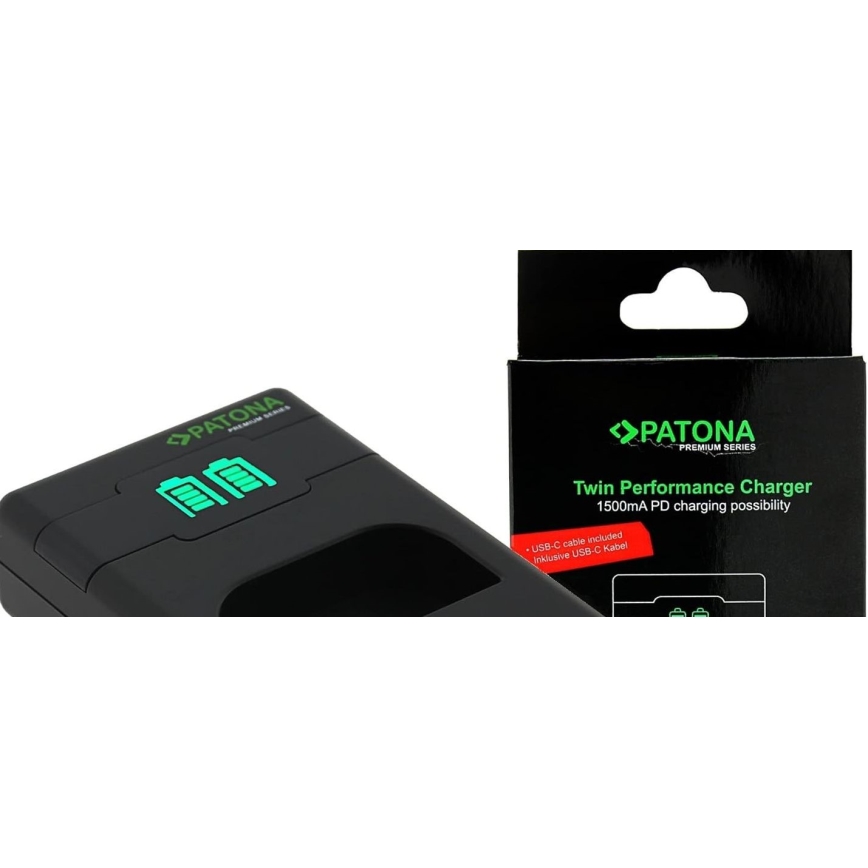 PATONA - Быстрое зарядное устройство Dual Fuji NP-W126 + кабель USB-C 0,6м