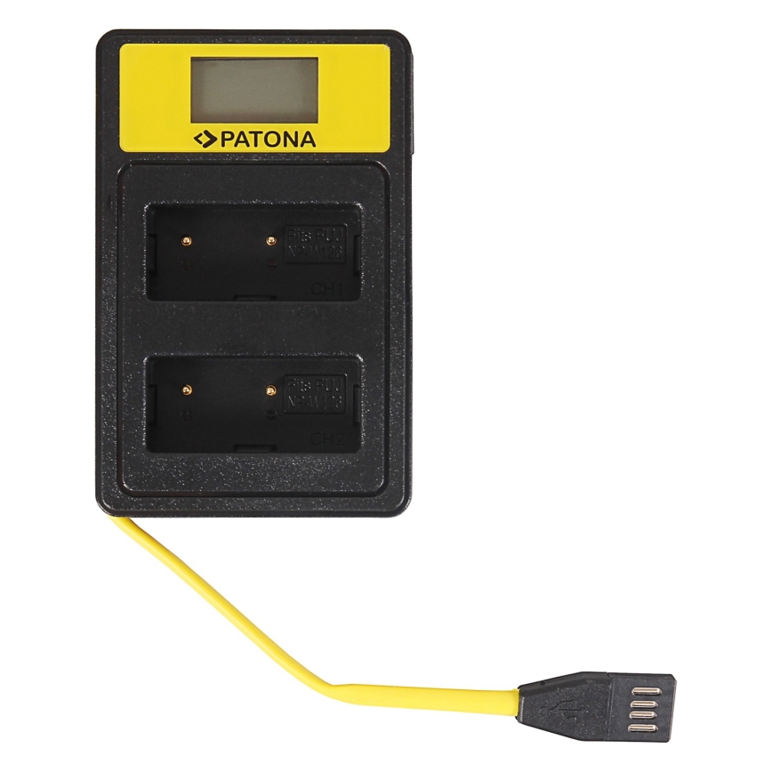 PATONA - Двойное зарядное устройство Fuji NP-W126 с ЖК-экраном, USB