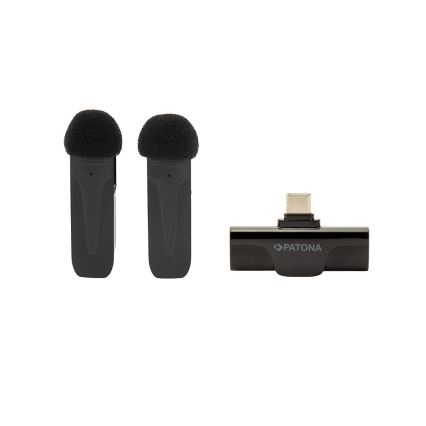 PATONA - НАБІР 2x Бездротовий мікрофон із затискачем для Smartphone USB-C 5V