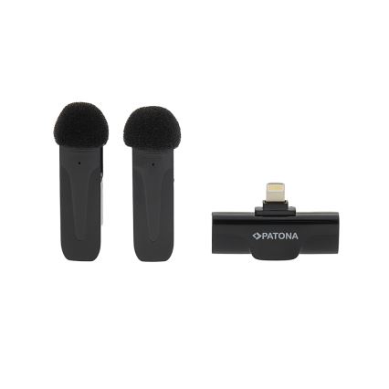 PATONA - НАБОР 2x Беспроводной микрофон с зажимом для iPhone USB-C 5V