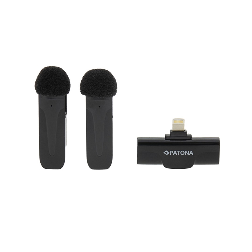 PATONA - НАБОР 2x Беспроводной микрофон с зажимом для iPhone USB-C 5V