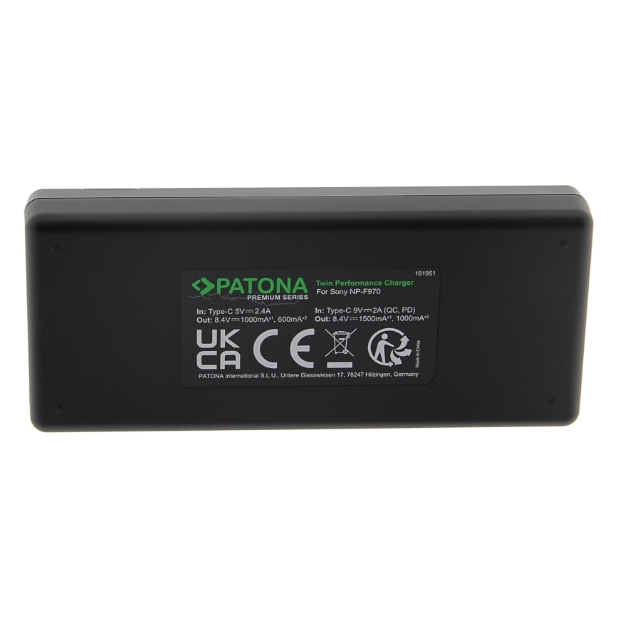 PATONA - Швидкий зарядний пристрій Dual Sony F550/F750/F970/FM50 + кабель USB-C 0,6 м