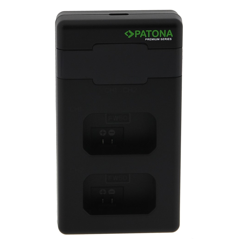 PATONA - Швидкий зарядний пристрій Dual Sony NP-FW50 + кабель USB-C 0,6 м