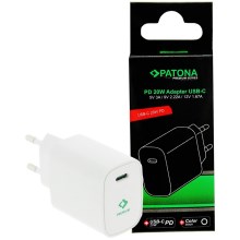 PATONA - Зарядний адаптер USB-C Power delivery 20W/230V білий
