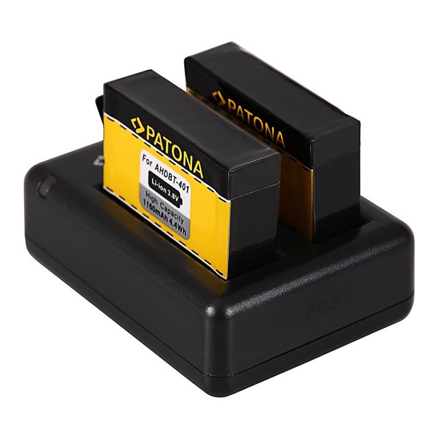 PATONA - Зарядний пристрій Dual GoPro Hero 4 USB + 2x акумулятори Aku 1160mAh
