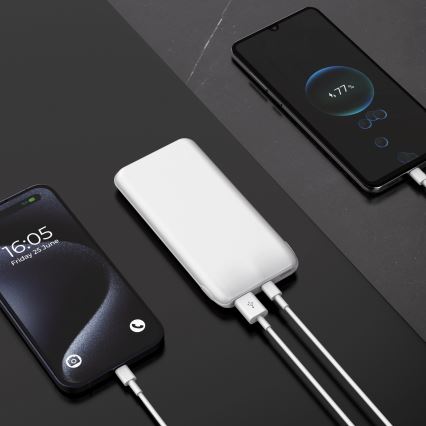 Портативное зарядное устройство 10000 мАч 10 Вт Power Delivery 2xUSB-C + 1xUSB-A белое