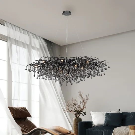 Paul Neuhaus 2031-18 - Люстра на тросі ICICLE 15xG9/40W/230V 75x150 см чорна