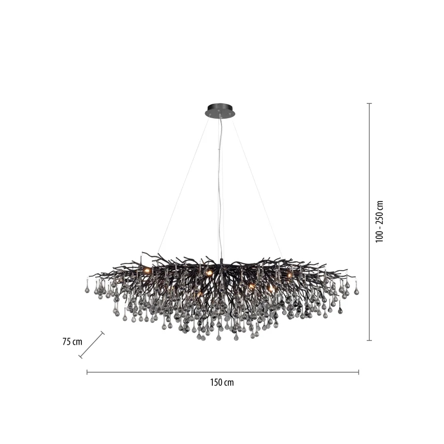 Paul Neuhaus 2031-18 - Люстра на тросі ICICLE 15xG9/40W/230V 75x150 см чорна