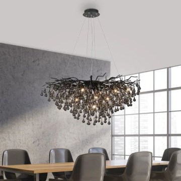 Paul Neuhaus 2192-18 - Подвесная люстра на тросах ICICLE 10xG9/40W/230V 50x100 cm чёрная