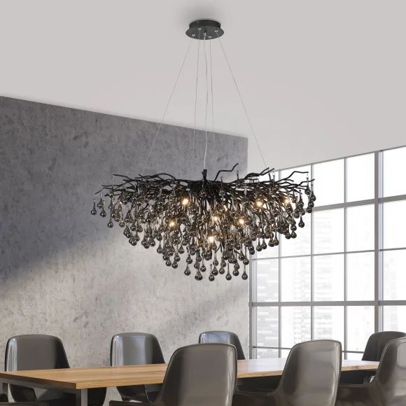 Paul Neuhaus 2192-18 - Подвесная люстра на тросах ICICLE 10xG9/40W/230V 50x100 cm чёрная