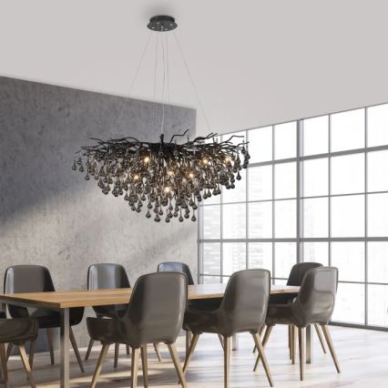 Paul Neuhaus 2192-18 - Подвесная люстра на тросах ICICLE 10xG9/40W/230V 50x100 cm чёрная