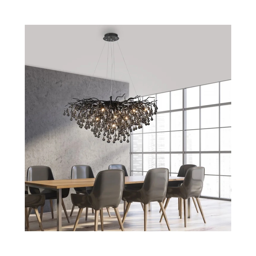 Paul Neuhaus 2192-18 - Подвесная люстра на тросах ICICLE 10xG9/40W/230V 50x100 cm чёрная