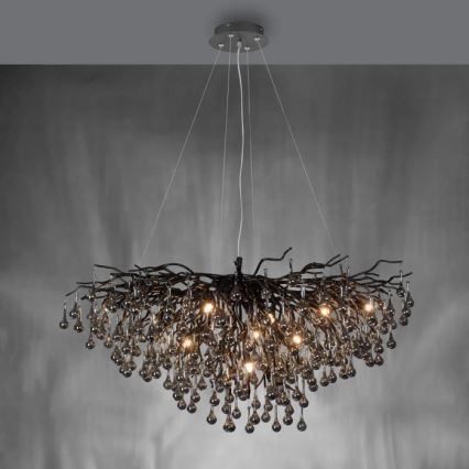 Paul Neuhaus 2192-18 - Подвесная люстра на тросах ICICLE 10xG9/40W/230V 50x100 cm чёрная