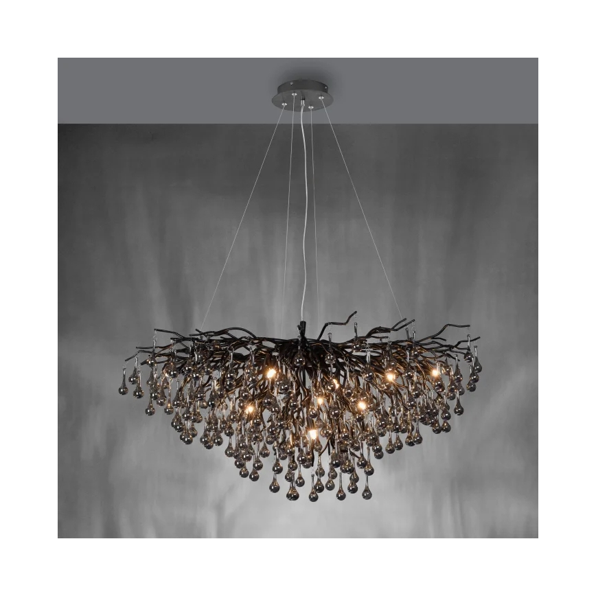 Paul Neuhaus 2192-18 - Подвесная люстра на тросах ICICLE 10xG9/40W/230V 50x100 cm чёрная