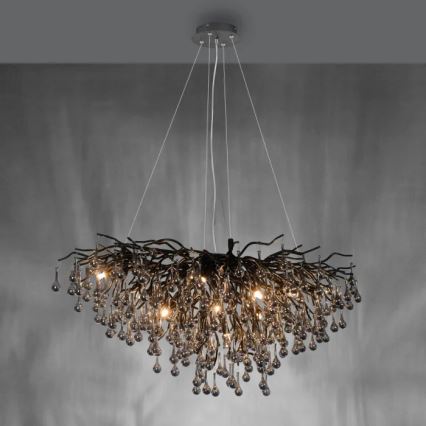 Paul Neuhaus 2192-18 - Подвесная люстра на тросах ICICLE 10xG9/40W/230V 50x100 cm чёрная
