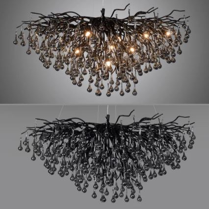 Paul Neuhaus 2192-18 - Подвесная люстра на тросах ICICLE 10xG9/40W/230V 50x100 cm чёрная