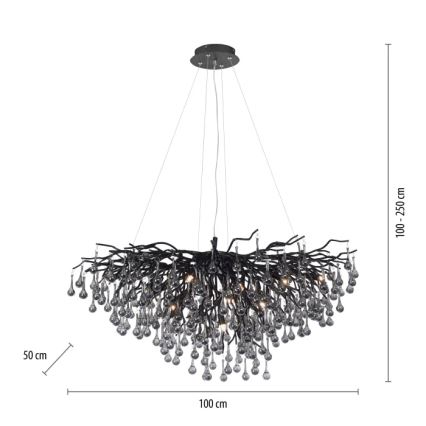 Paul Neuhaus 2192-18 - Подвесная люстра на тросах ICICLE 10xG9/40W/230V 50x100 cm чёрная