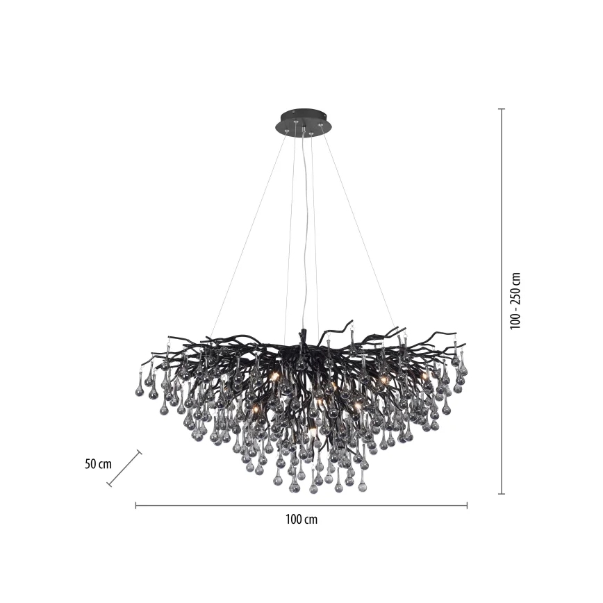 Paul Neuhaus 2192-18 - Подвесная люстра на тросах ICICLE 10xG9/40W/230V 50x100 cm чёрная