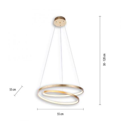 Paul Neuhaus 2472-12 - Підвісна LED люстра з регулюванням яскравості ROMAN LED/30W/230V золотий