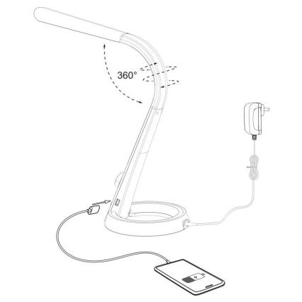 Paul Neuhaus 4591-95 - Настільна LED RGB лампа з регулюванням яскравості BILL LED/5,7W/230V 3000-6500K USB + LED/1,6W матовий хром