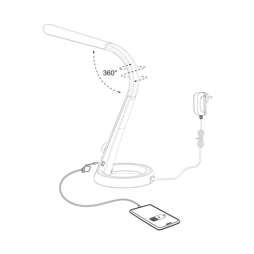 Paul Neuhaus 4591-95 - Настільна LED RGB лампа з регулюванням яскравості BILL LED/5,7W/230V 3000-6500K USB + LED/1,6W матовий хром