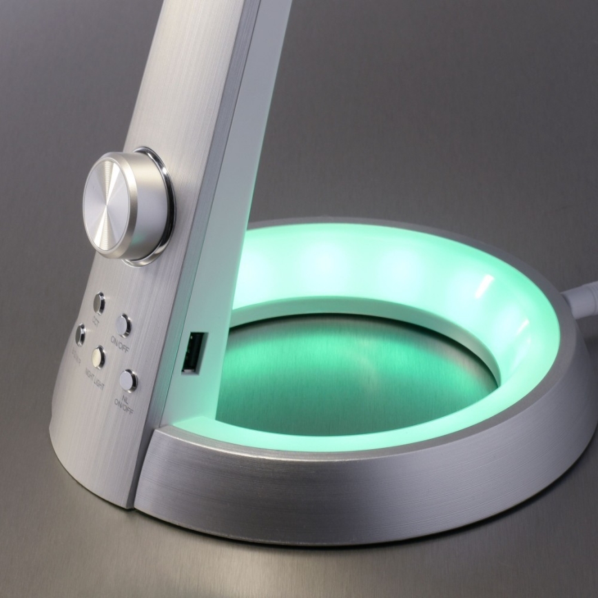 Paul Neuhaus 4591-95 - Настільна LED RGB лампа з регулюванням яскравості BILL LED/5,7W/230V 3000-6500K USB + LED/1,6W матовий хром