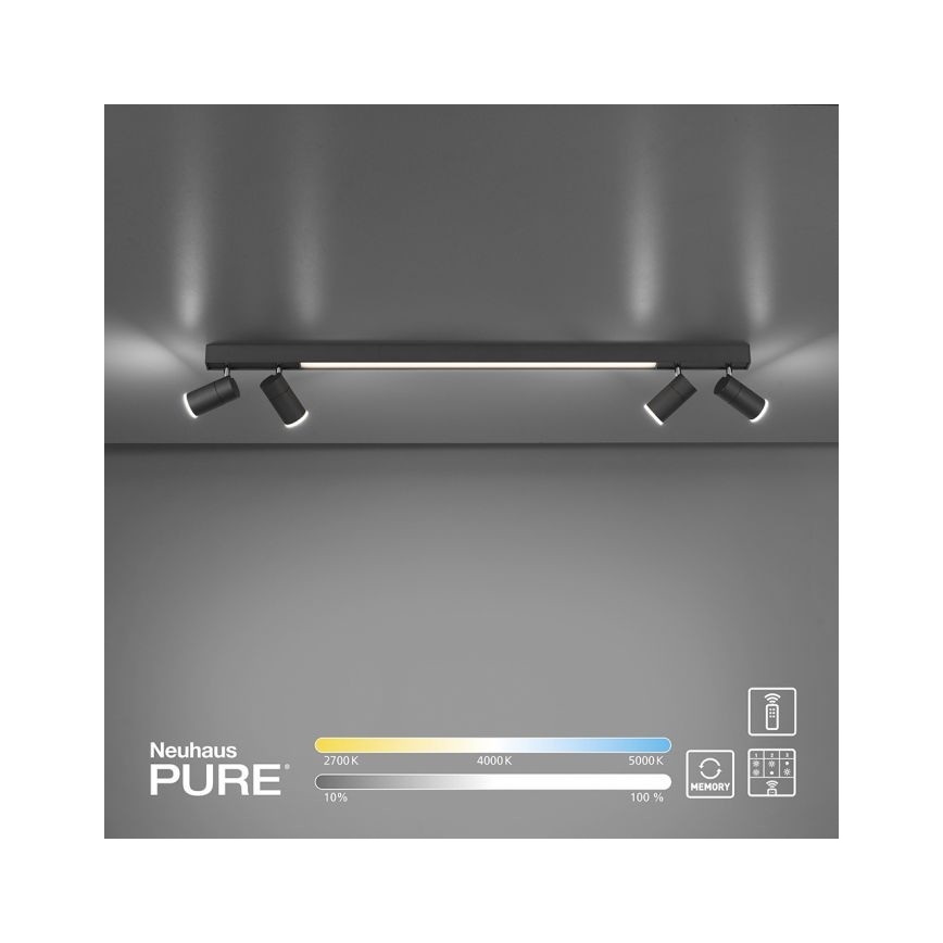 Paul Neuhaus 6121-13 - Точковий LED світильник з регулюванням яскравості PURE 4xLED/4W/230V + LED/9W 2700-5000K + пульт дистанційного керування