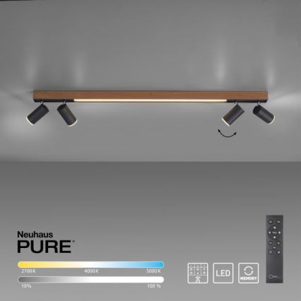 Paul Neuhaus 6121-79 - Точковий LED світильник з регулюванням яскравості PURE 4xLED/4W/230V + LED/9W 2700-5000K + пульт дистанційного керування