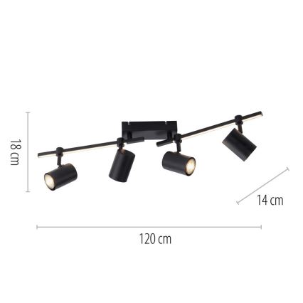 Paul Neuhaus 6525-18 - Светодиодный точечный светильник BARIK 4xGU10/4,5W/230V + LED/10W