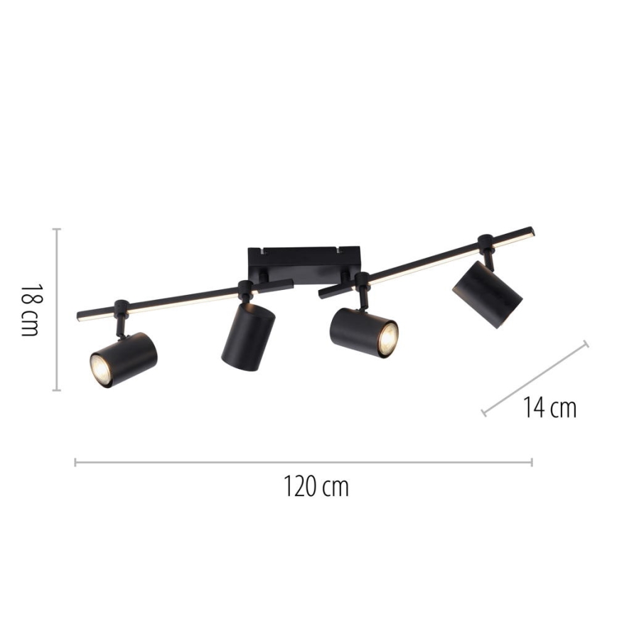 Paul Neuhaus 6525-18 - Светодиодный точечный светильник BARIK 4xGU10/4,5W/230V + LED/10W