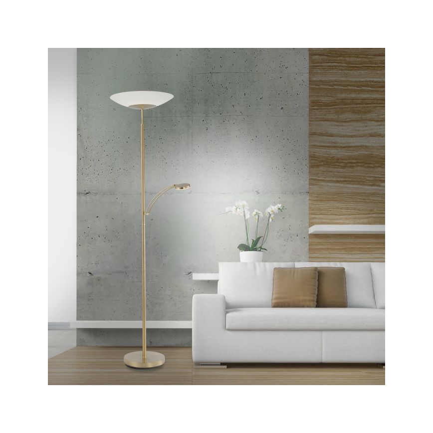 Paul Neuhaus 655-60 - LED Диммируемая напольная лампа ALFRED LED/28W/230V+LED/4W/230V латунь