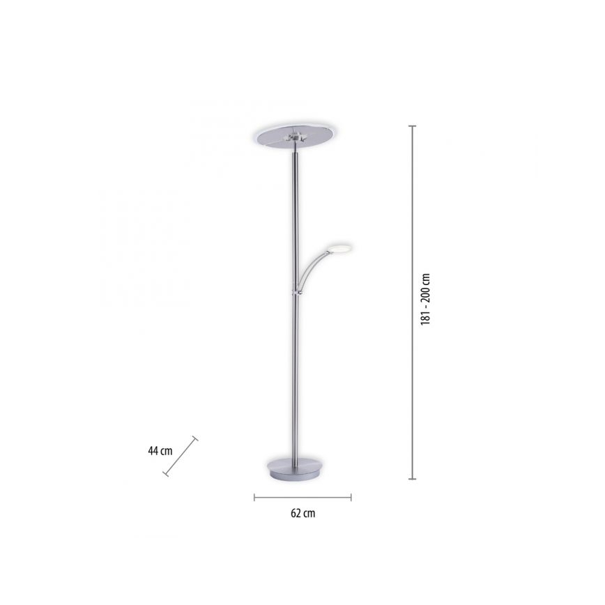 Paul Neuhaus 673-55 - диммируемый LED-торшер ARTUR 2xLED/21W/230V+LED/6W глянцевый хром