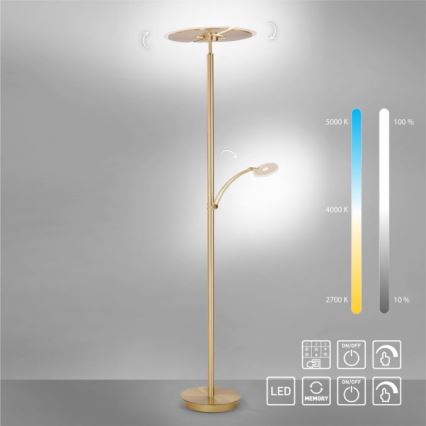 Paul Neuhaus 673-60 - Светодиодный диммируемый торшер ARTUR 2xLED/21W/230V+1xLED/6W золотой