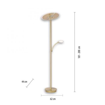 Paul Neuhaus 673-60 - Светодиодный диммируемый торшер ARTUR 2xLED/21W/230V+1xLED/6W золотой