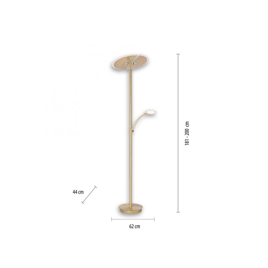 Paul Neuhaus 673-60 - Светодиодный диммируемый торшер ARTUR 2xLED/21W/230V+1xLED/6W золотой
